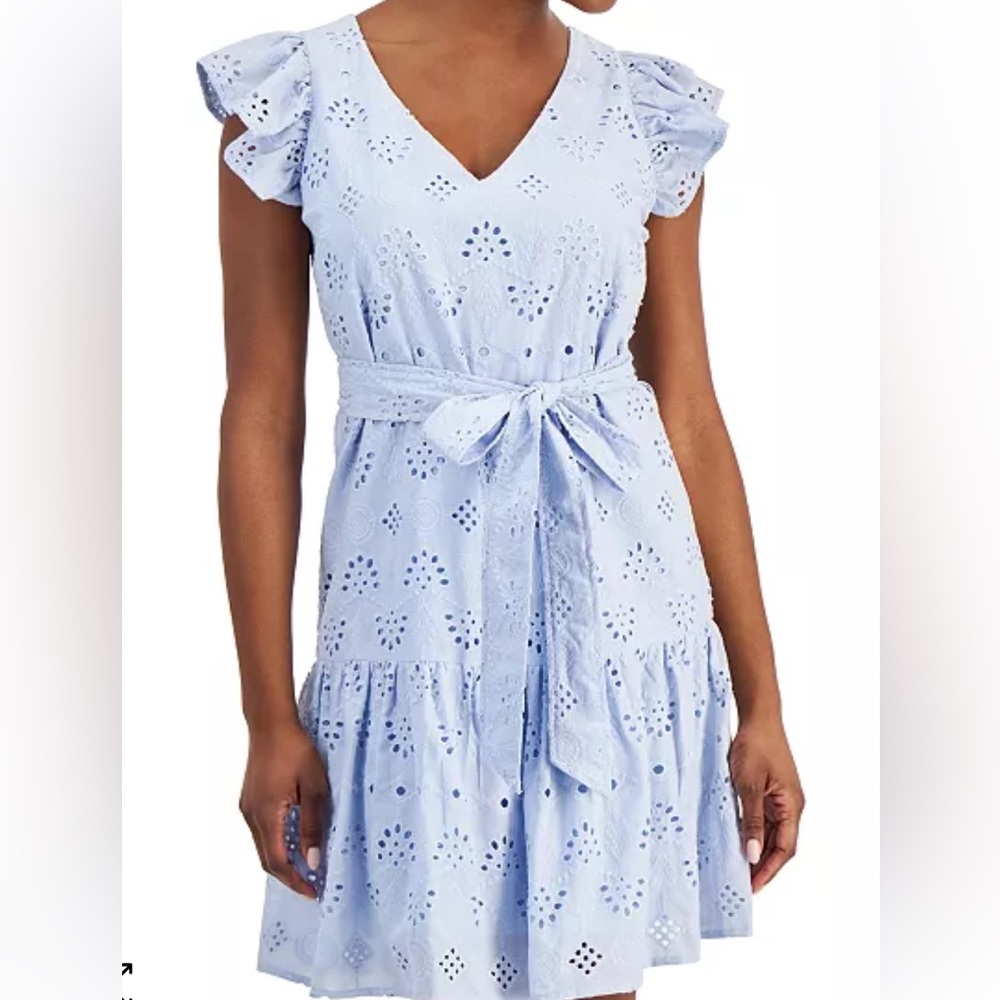 Sam Edelman Blue Ruffled Eyelet Tiered Sundress‎
